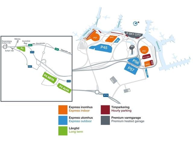 Terminalkaart van de luchthaven van Stockholm