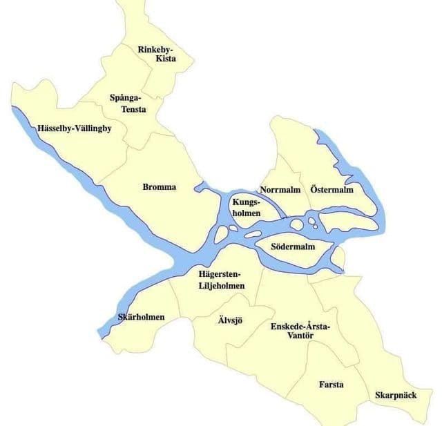 Stadsdeelkaart van Stockholm