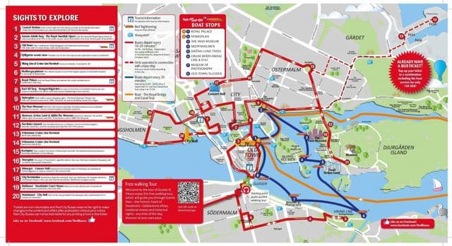 Stockholm Hop On Hop Off bus reizen kaart