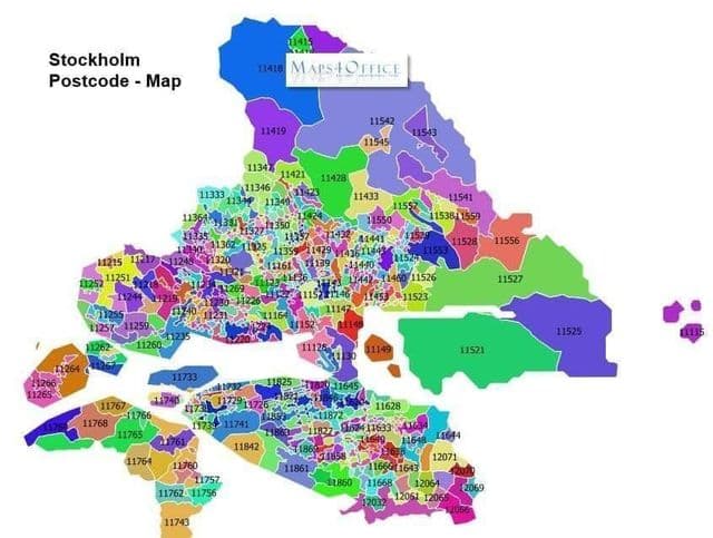Stockholm postcodekaart