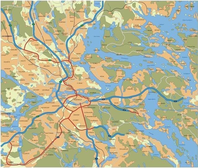 Wegenkaart van Stockholm
