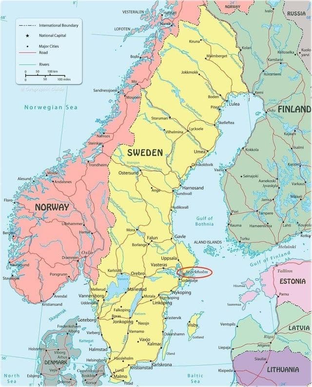 Stockholm op de kaart van Zweden